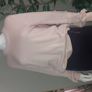 Karl Lagerfeld Pink sweater with Pearl accent sleeves